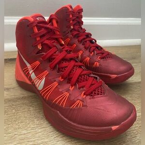 Nike Hyperdunk 2013 TB High Top Basketball Sneakers in the Gym Red Colorway